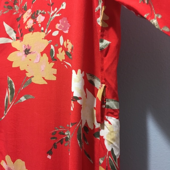 Bell Sleeve Red Floral Maxi Kimono Robe NWT - Picture 6 of 8